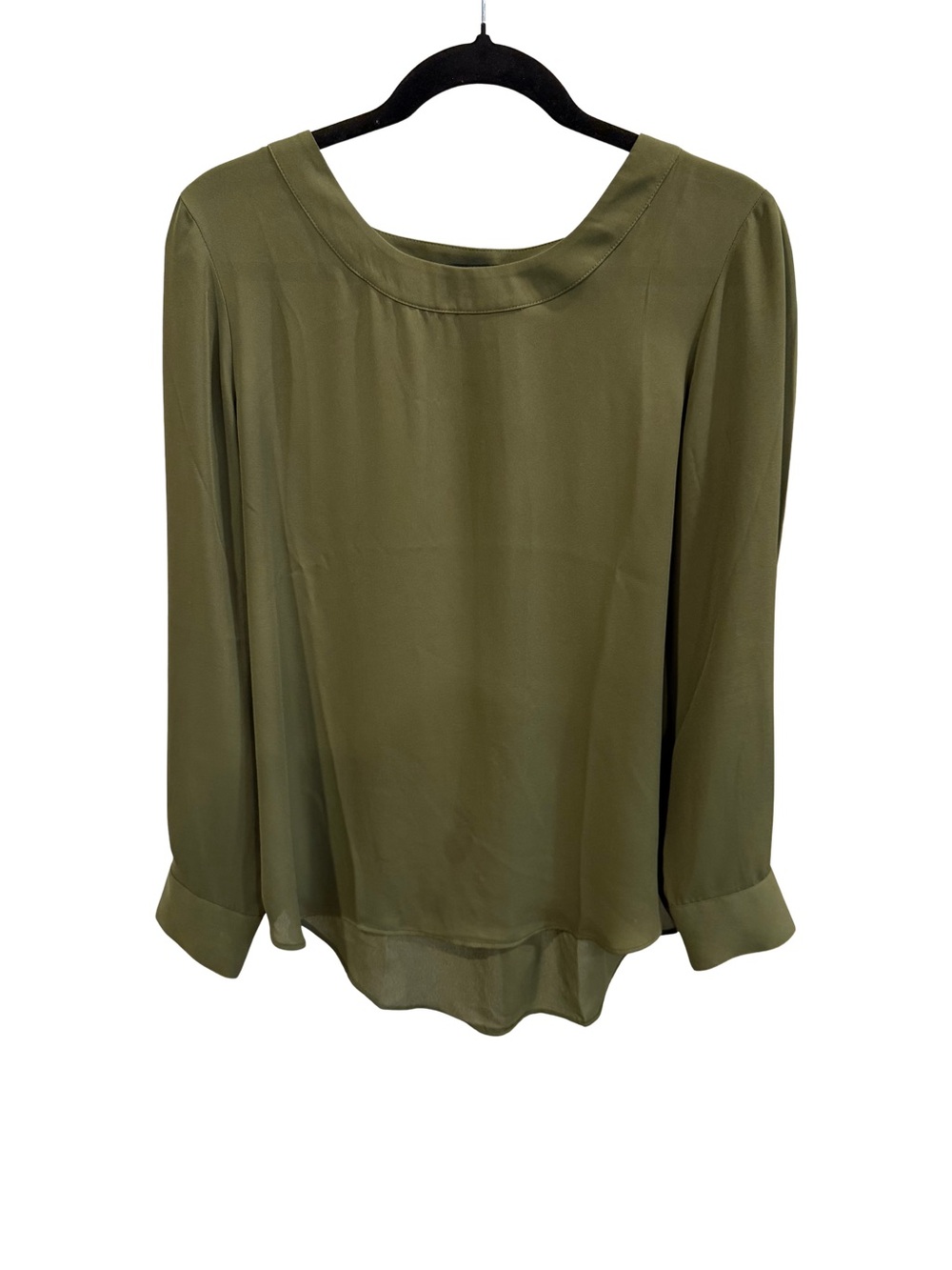 Banana Republic Olive Green Long-Sleeve Silk-Like Blouse